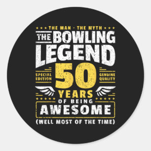 50th Birthday Bowling 50 Years Old Bowler  Classic Round Sticker