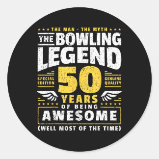 50th Birthday Bowling 50 Years Old Bowler  Classic Round Sticker