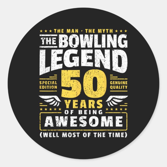 50th Birthday Bowling 50 Years Old Bowler  Classic Round Sticker (Front)