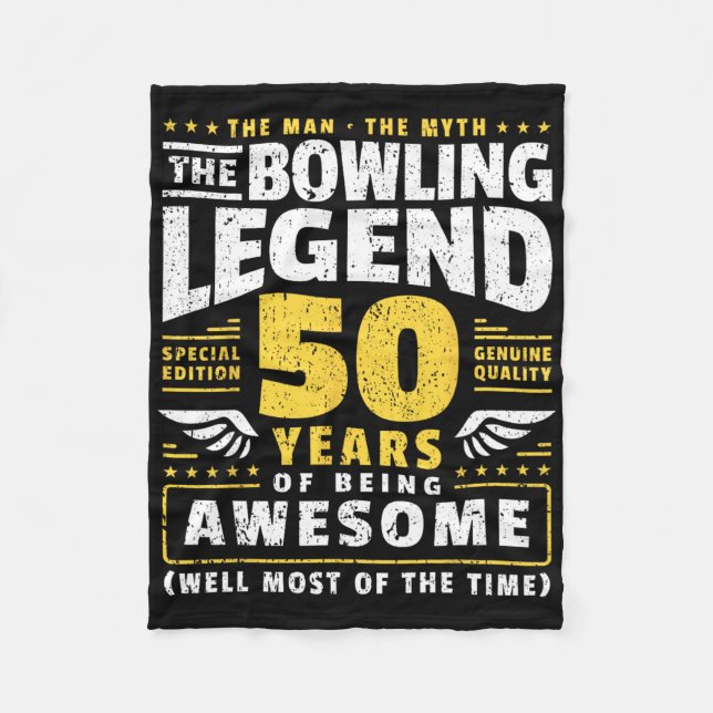 50th Birthday Bowling 50 Years Old Bowler  Fleece Blanket (Front)