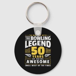 50th Birthday Bowling 50 Years Old Bowler  Key Ring