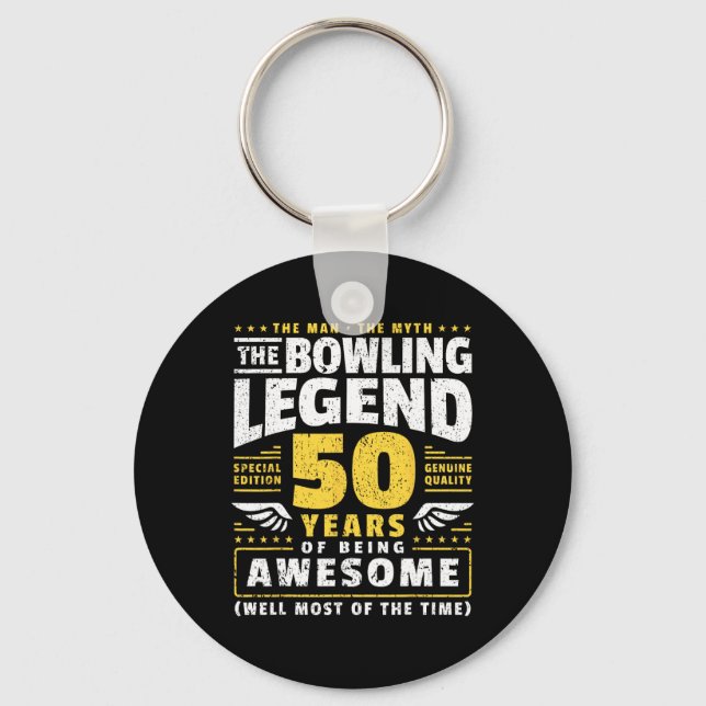 50th Birthday Bowling 50 Years Old Bowler  Key Ring (Front)