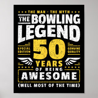 50th Birthday Bowling 50 Years Old Bowler  Poster