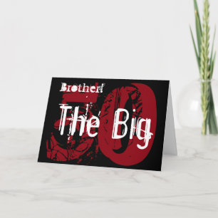 50th Birthday, brother, white, black, red. Card