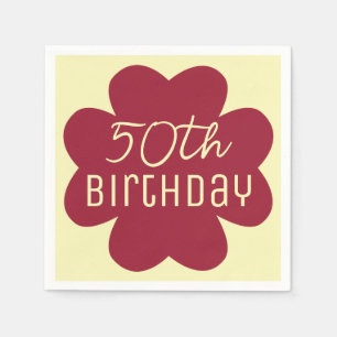 50th Birthday Burgundy Blossom Napkin
