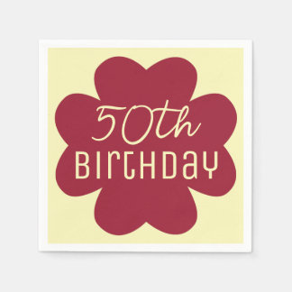 50th Birthday Burgundy Blossom Napkin