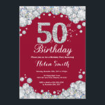 50th Birthday Burgundy Red and Silver Diamond Invitation<br><div class="desc">50th Birthday Invitation. Burgundy Red and Silver Rhinestone Diamond. Elegant Birthday Bash invite. Adult Birthday. Women Birthday. Men Birthday. For further customisation,  please click the "Customise it" button and use our design tool to modify this template.</div>
