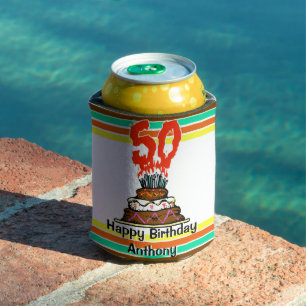 50th Birthday Cake Milestone Personalised Can Cooler