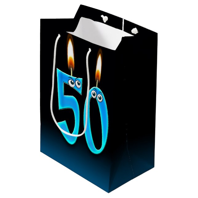 50th Birthday Candles Medium Gift Bag (Front Angled)