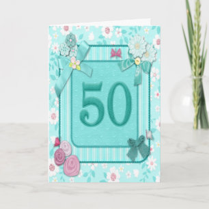 50th birthday card with flowers