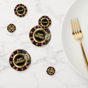 50th Birthday Casino Poker Chip - Rose Gold Confetti