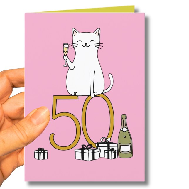50th birthday cat celebration 50 years fifty thank you card (Creator Uploaded)
