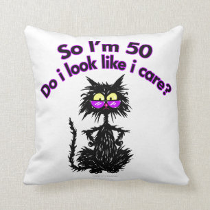 50th Birthday Cat Cushion