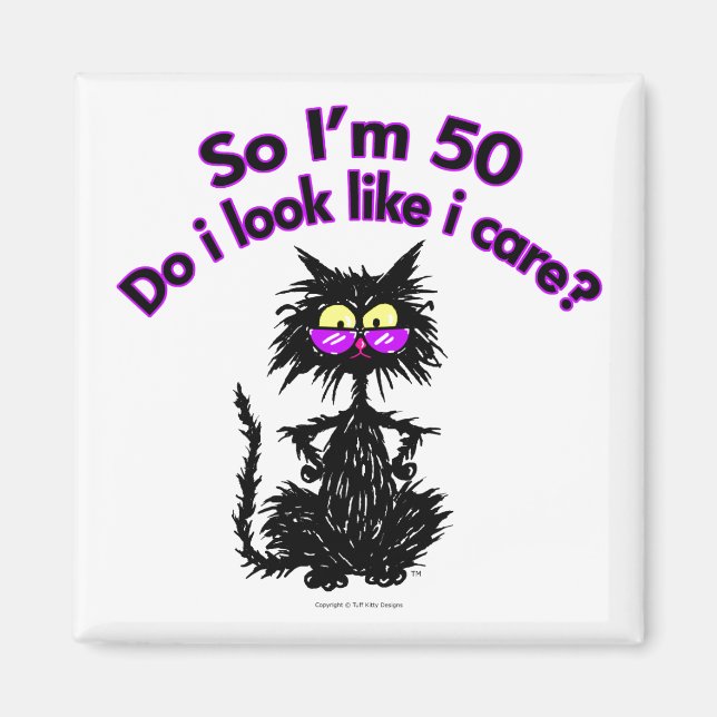 50th Birthday Cat Magnet (Front)