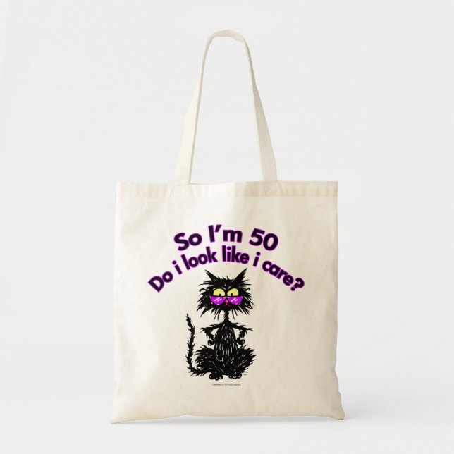 50th Birthday Cat Tote Bag (Front)