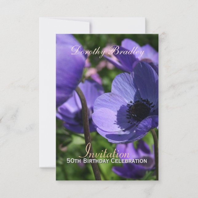 50th Birthday Celebration Anemone Custom Invite (Front)