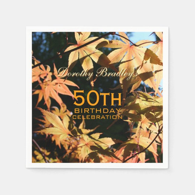 50th Birthday Celebration Autumn Custom P. Napkin (Front)