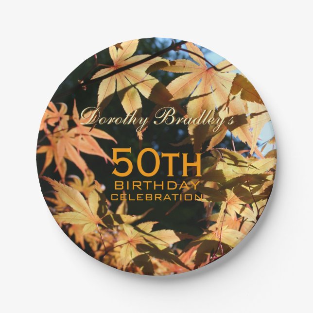 50th Birthday Celebration Autumn Custom P. Plates (Front)