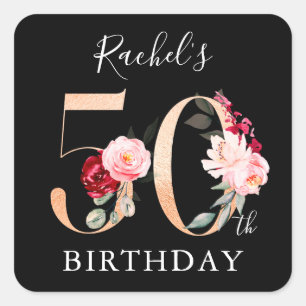 50th Birthday Celebration Gold Script Square Sticker