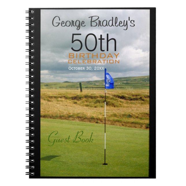 50th Birthday Celebration Golf Custom Guest Book (Front)