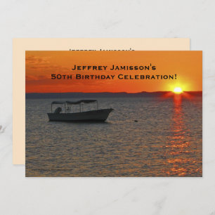 50th Birthday Celebration Invitation, Fishing Boat Invitation
