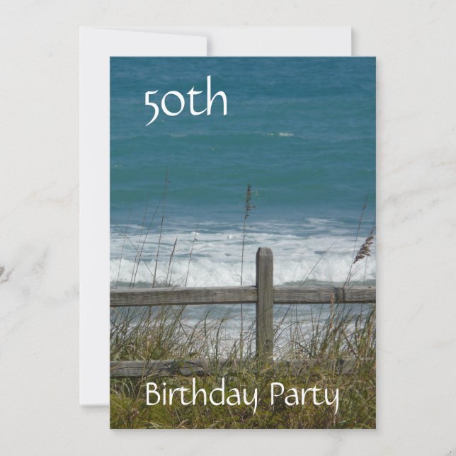 50th Birthday Celebration-Ocean/Male Invitation (Front)