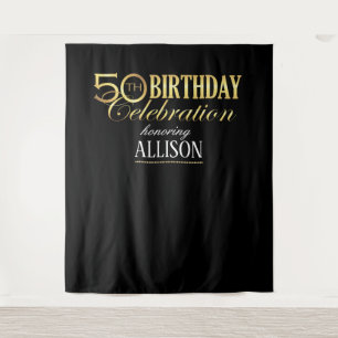 50th Birthday celebration photo backdrop Tapestry