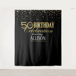 50th Birthday celebration photo backdrop Tapestry