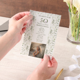 50th Birthday Celebration with Photo Vellum Invitations