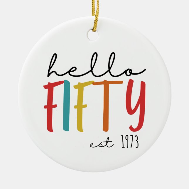 50th Birthday Ceramic Tree Decoration (Front)