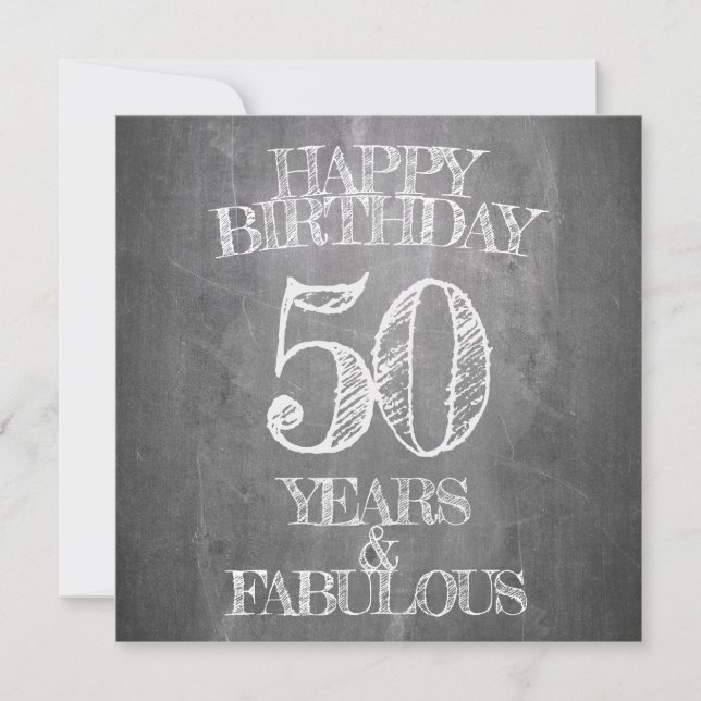 50th Birthday Chalkboard Style Greeting (Front)