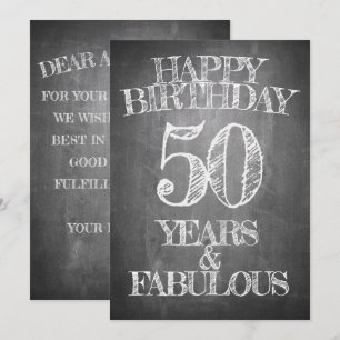 50th Birthday Chalkboard Style Greeting Invitation