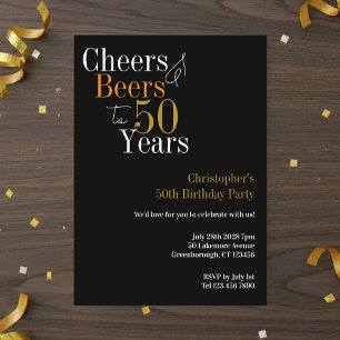 50th Birthday Cheers and Beers Party Invitation
