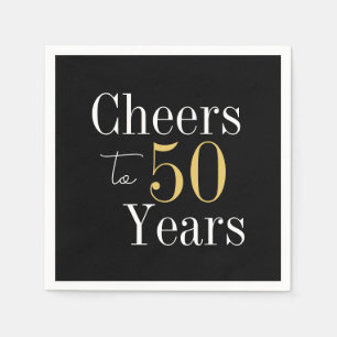 50th Birthday Cheers to 50 Years Black Gold Party Napkin