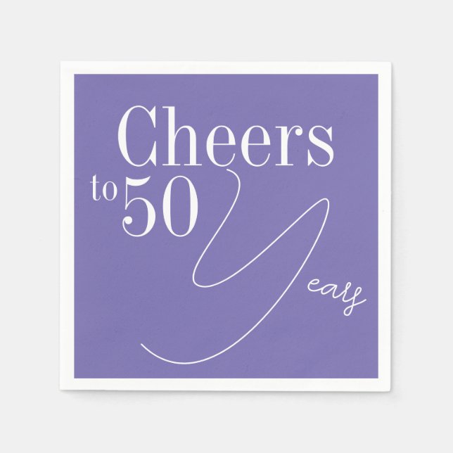 50th Birthday Cheers to 50 Years Purple Party Napkin (Front)
