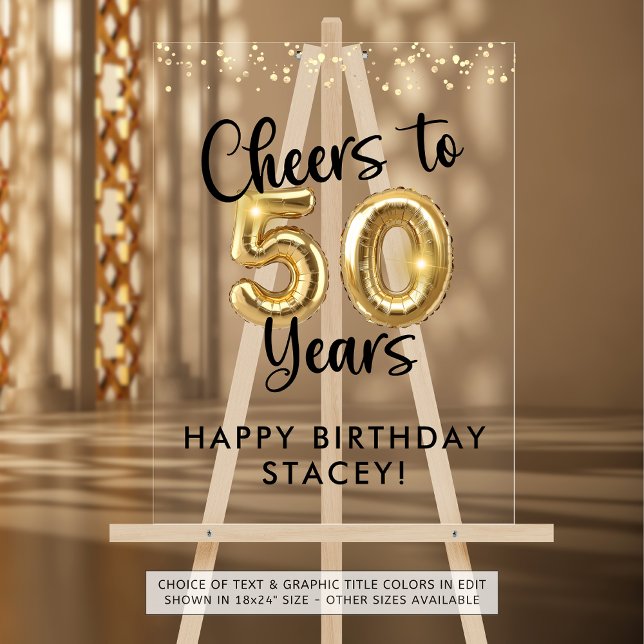 50th Birthday Cheers to 50 Years Welcome Sign (Creator Uploaded)