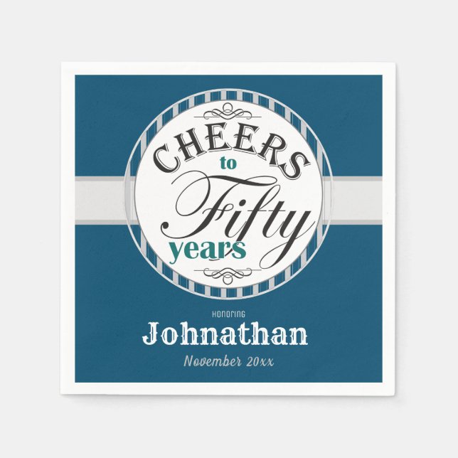 50th Birthday Cheers to Fifty Years Napkin (Front)