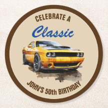 50th Birthday Classic Yellow Muscle Car 
