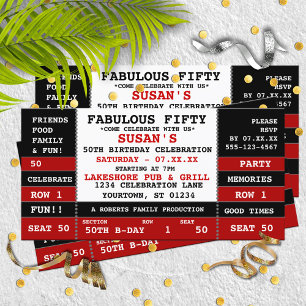 50th Birthday Concert Ticket Party Invitation