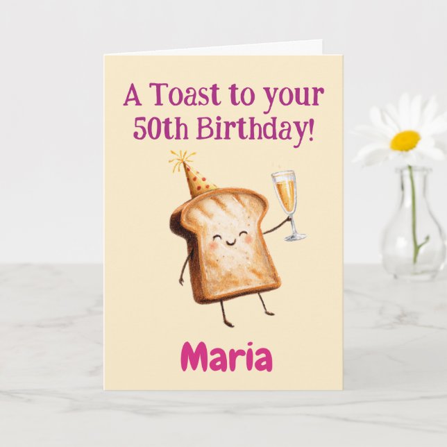 50th Birthday Congratulations, Funny Toast, Custom Card (Small Plant)