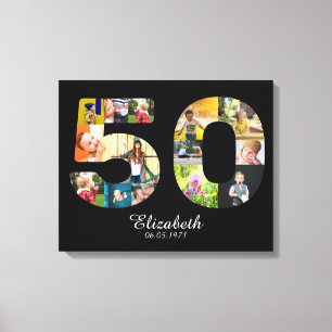 50th Birthday Create Your Own Multi Photo Canvas Print