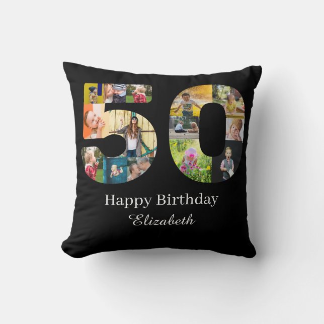 50th Birthday Create Your Own Multi Photo Custom Cushion (Front)