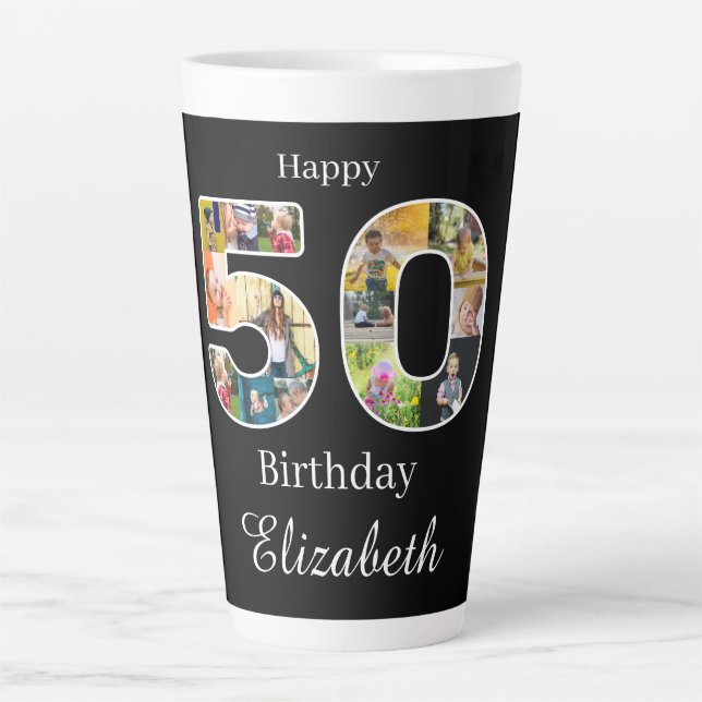 50th Birthday Create Your Own Multi Photo Latte Mug (Front)