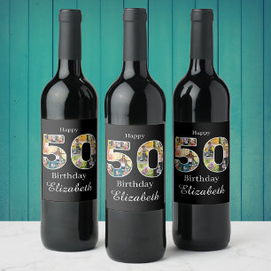 50th Birthday Create Your Own Multi Photo Wine Label