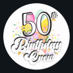 50th Birthday Crew 50 Party Crew Classic Round Sti Classic Round Sticker<br><div class="desc">50th Birthday Crew 50 Party Crew Group Friends BDay design Gift Classic Round Sticker Classic Collection.</div>