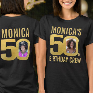 50th birthday crew custom name photo fun  T-Shirt