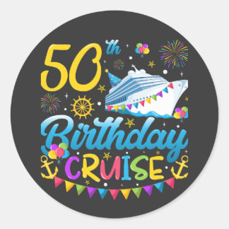 50th Birthday Cruise B-Day Party Classic Round Sticker