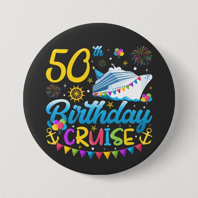 50th Birthday Cruise B-Day Party Round 7.5 Cm Round Badge (Front)