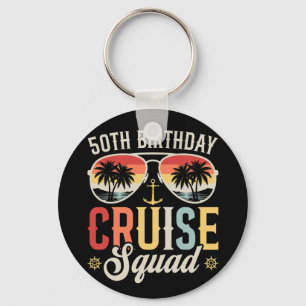 50TH Birthday Cruise Squad Family Matching Circle Key Ring