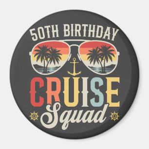 50TH Birthday Cruise Squad Family Matching Circle Magnet